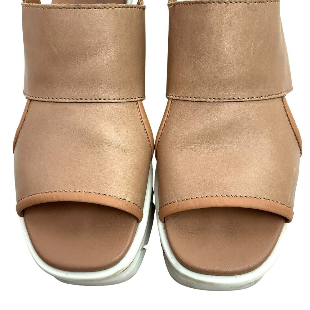 Sorel Joanie lll Slingback Wedge Leather Platform Sandals Womens 7.5 Beige - Picture 4 of 13